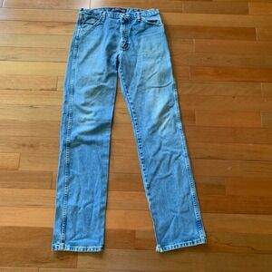 Wrangler George Strait Cowboy Cut Jeans 32x36 Blue Distressed Hem Work